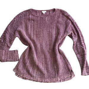 Pure Jill M Burgundy Pink Cotton Rayon Woven Textured Pullover Sweater 5D